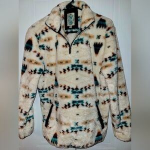 Rockin C Western Wear Aztec Print Fleece Quarter Zip Pullover Size M